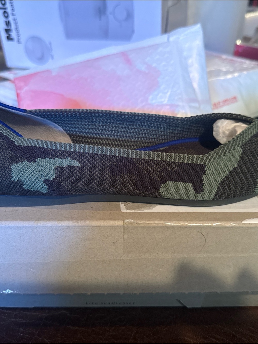 Rothy's Green and Black Knit Camo Flats
